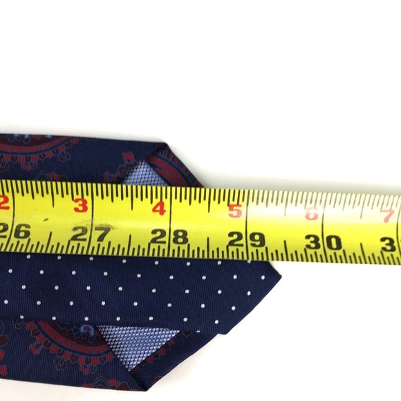 Tommy Hilfiger Men's 100% Silk Navy Blue Red Paisley Elegant Necktie 3.25" x 59" - Picture 8 of 8